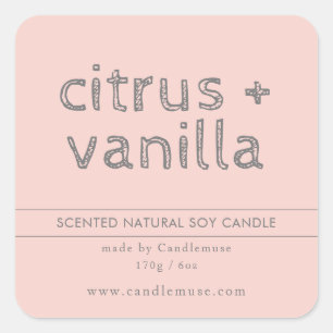 Modern simple blush pink candle product label