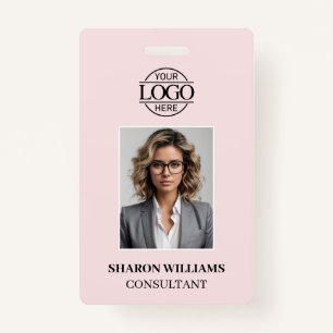 Modern Simple Blush Pink Minimalist Employee Photo ID Badge