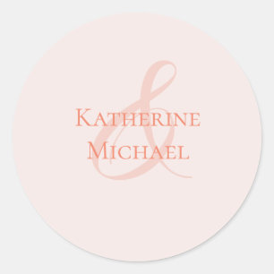 Modern Simple Blush-Wedding- Classic Round Sticker