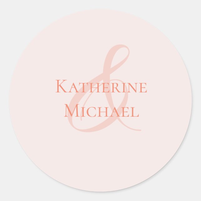 Modern Simple Blush-Wedding- Classic Round Sticker (Front)