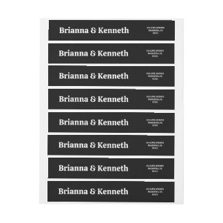Modern Simple Bold Black and White Wedding Wrap Around Label