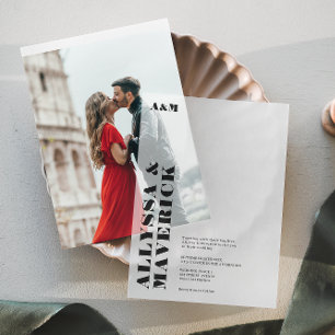 Modern Simple Bold Black Typography Wedding Vellum Invitations