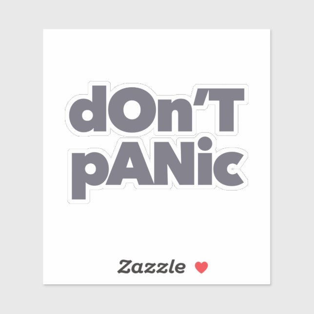 Modern, simple, bold cool graphic of Don't Panic (Sheet)