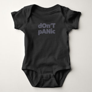 Modern, simple, bold cool graphic of Don't Panic Baby Bodysuit