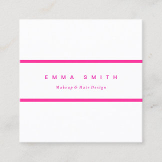 Modern Simple Bold Magenta Pink White Square Business Card