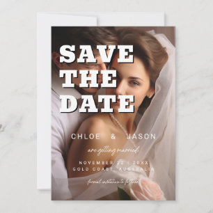 Modern Simple Bold Script  Elegant  Photo Wedding Save The Date