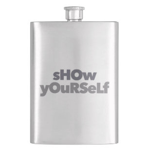 Modern, simple, bold, urban design Show Yourself Hip Flask