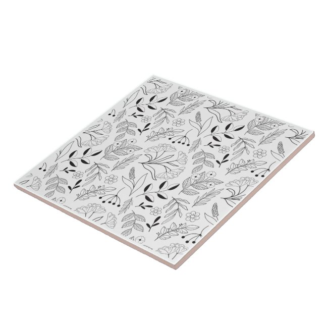 Modern Simple Botanical  Design Decorative   Tile (Side)