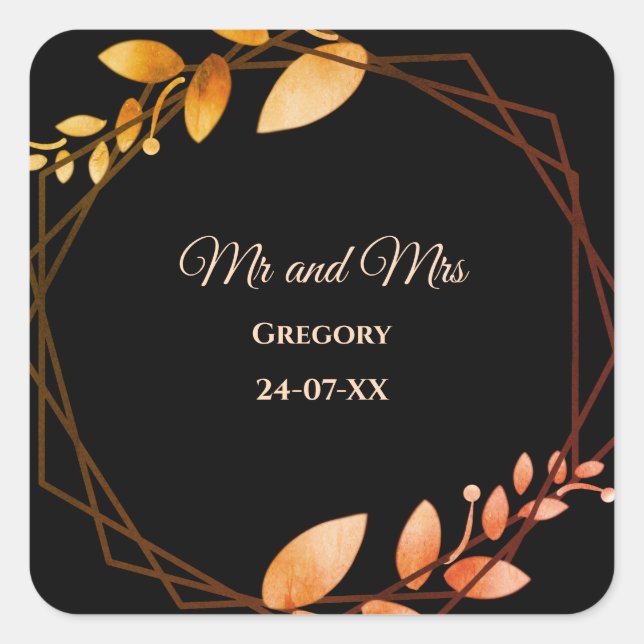 Modern Simple botanical elegant autumn boho  Square Sticker (Front)