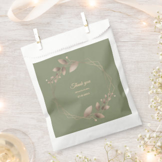 Modern Simple botanical elegant sage green gold  Favour Bags