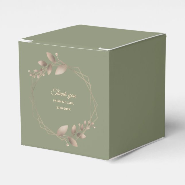 Modern Simple botanical elegant sage green gold  Favour Box (Front Side)