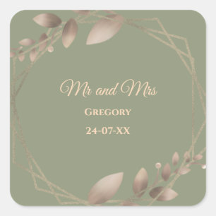 Modern Simple botanical elegant sage green gold Square Sticker