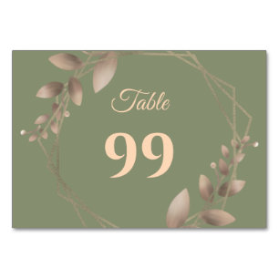 Modern Simple botanical elegant sage green gold Table Number