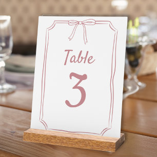 Modern Simple  Bow Wedding Dusty Rose Table Number Acrylic Sign
