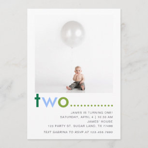Modern Simple Boys @nd Birthday Party Invitation