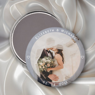Modern Simple Bride and Groom Photo Wedding Favor Magnet