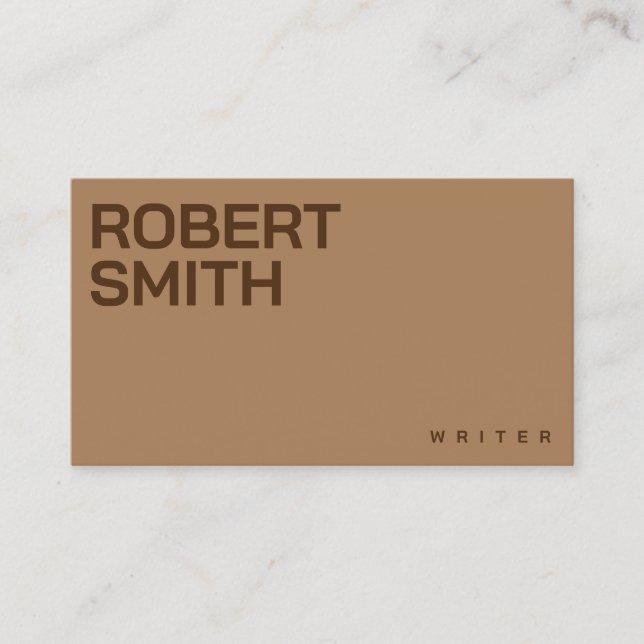 Modern Simple Brown and Tan Business Card (Front)