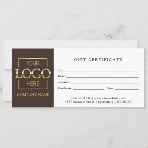 Modern Simple Brown Business Logo Gift Certificate