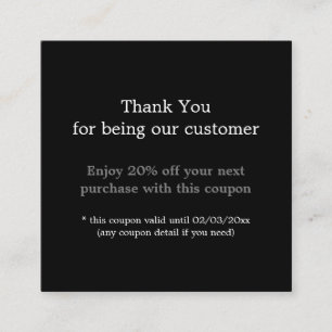Modern Simple Business Black Thank You Discount Card