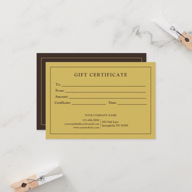 Modern Simple Business Logo Gift Certificate (Front/Back In Situ)