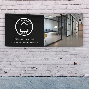 Modern Simple Business Logo Photo & Text Black Banner