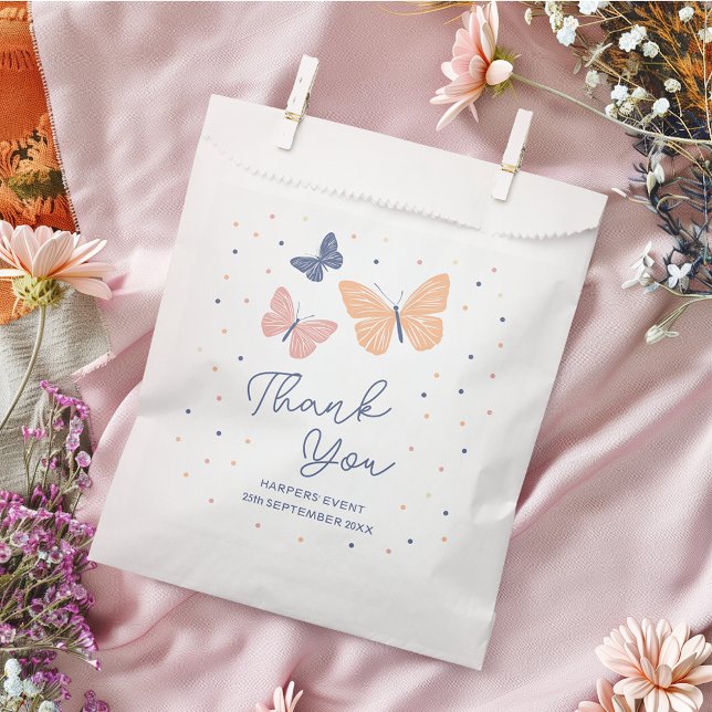 Modern Simple Butterfly Birthday Favour Bags (This modern design brings a fresh twist to a classic theme with its minimalist butterfly motif.)