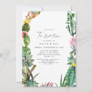 Modern Simple Cactus Succulent The Night Before Invitation
