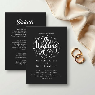Modern Simple Calligraphy Black and White Wedding Invitation