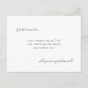 Modern Simple Calligraphy Bridesmaid Proposal Postcard