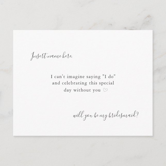 Modern Simple Calligraphy Bridesmaid Proposal  Postcard (Front)