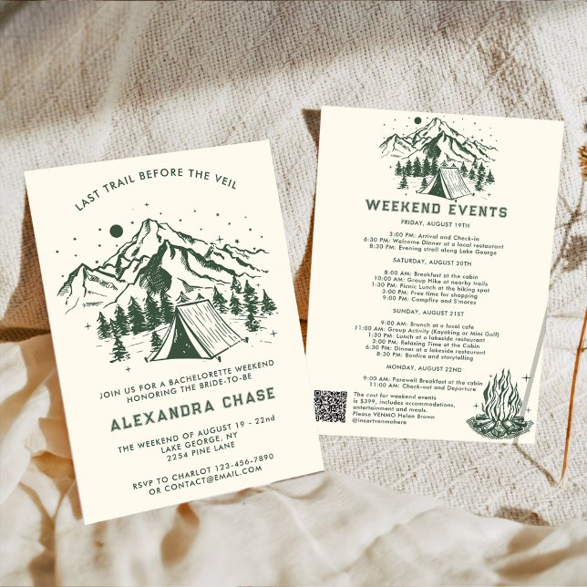 Modern Simple Cam Bachelorette Itinerary Weekend Invitation (Creator Uploaded)