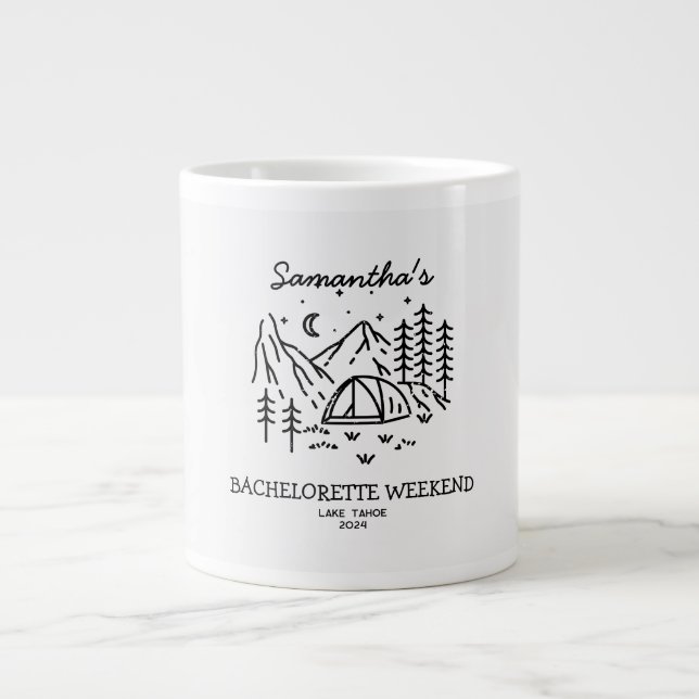 Modern Simple Camping Bachelorette Party Nature Large Coffee Mug (Front)