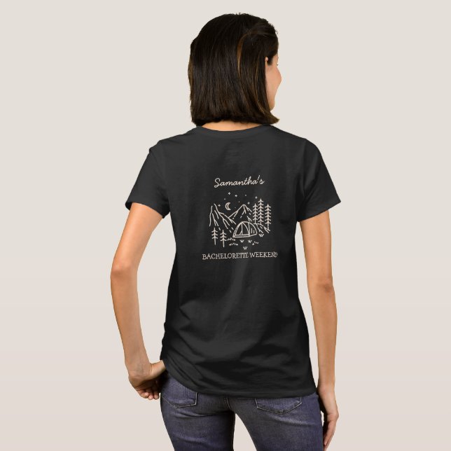 Modern Simple Camping Bachelorette Party Nature T-Shirt (Back Full)