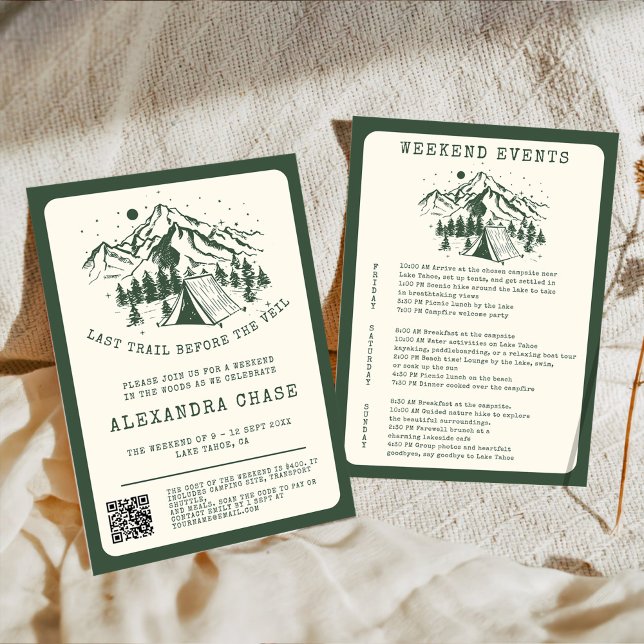 Modern Simple Camping Bachelorette Weekend Invitation (Creator Uploaded)