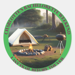 Modern Simple Camping Weekend Bachelorette Classic Round Sticker