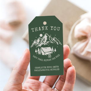 Modern Simple Camping Weekend Bachelorette Party Gift Tags