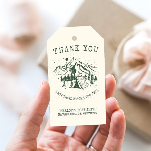Modern Simple Camping Weekend Bachelorette Party Gift Tags