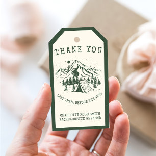 Modern Simple Camping Weekend Bachelorette Party Gift Tags