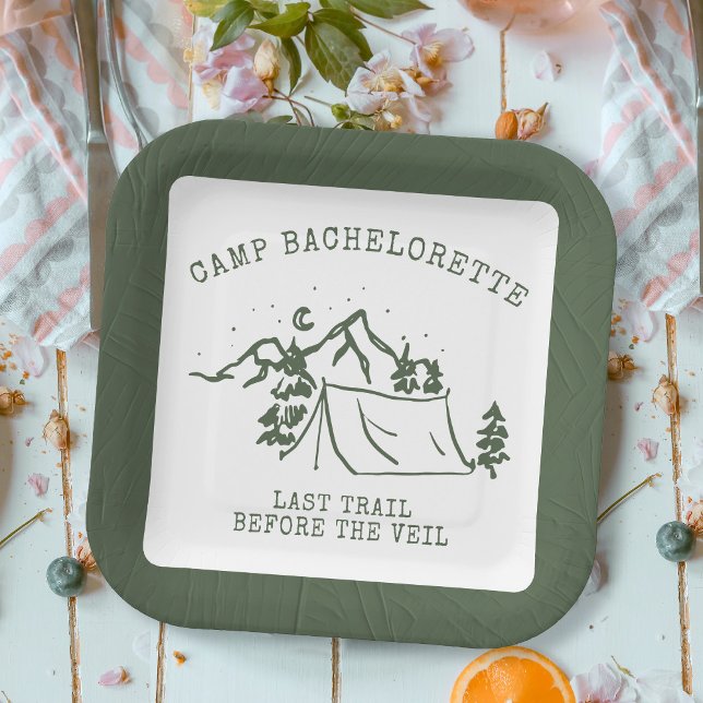Modern Simple Camping Weekend Bachelorette Party Paper Plate (Creator Uploaded)