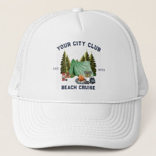Modern Simple Camping Weekend Bachelorette Party Trucker Hat