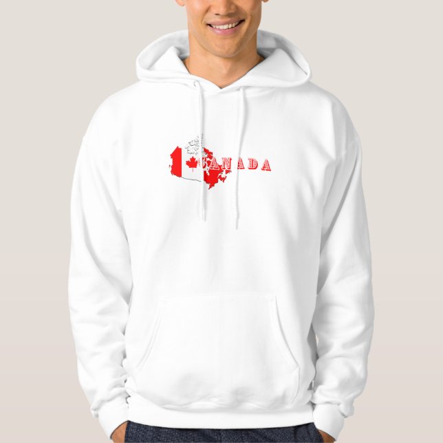 Modern Simple Canadian Canada Script map Flag  Hoodie (Front)