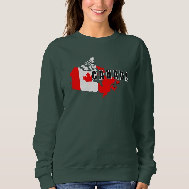 Modern Simple Canadian Canada Script map Flag  Sweatshirt (Front)