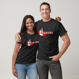 Modern Simple Canadian Canada Script map Flag T-Shirt
