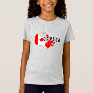 Modern Simple Canadian Canada Script map Flag  T-Shirt