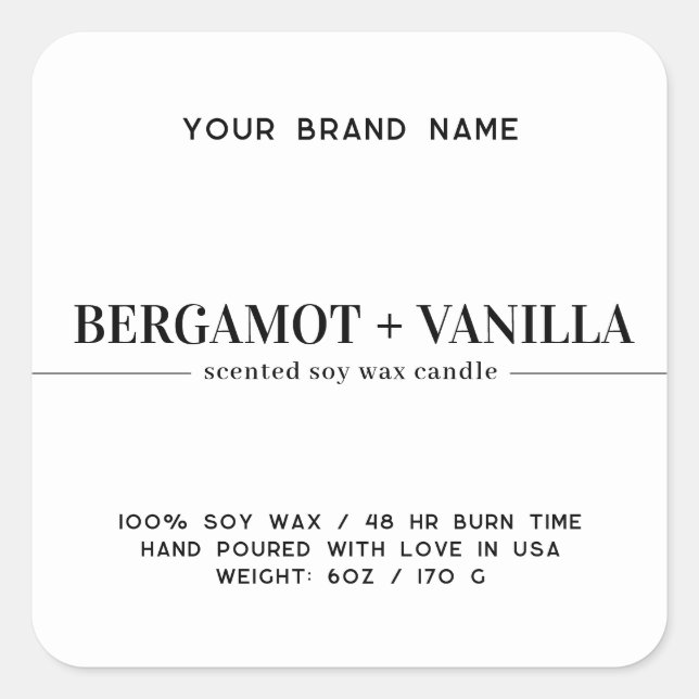 Modern simple candle label packaging label (Front)