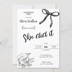 Modern Simple Cap Graduation Party Invitation