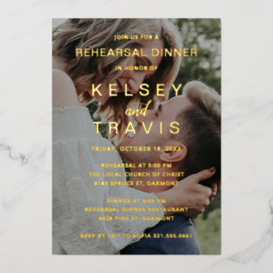 Modern Simple Casual Photo Rehearsal Dinner Gold