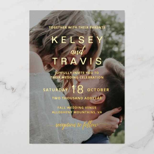 Modern Simple Casual Photo Wedding Gold (Front)
