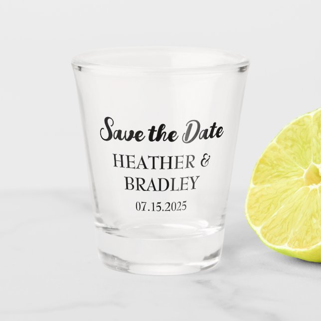 Modern Simple Casual Unique Minimalist Wedding  Shot Glass (Front)
