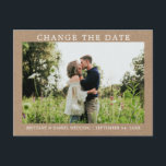 Modern Simple Change The Date New Date Kraft Postcard<br><div class="desc">Modern Minimalist Simple Change The Date Wedding Postponement Couple Photo Postcard - Rustic Kraft Paper</div>